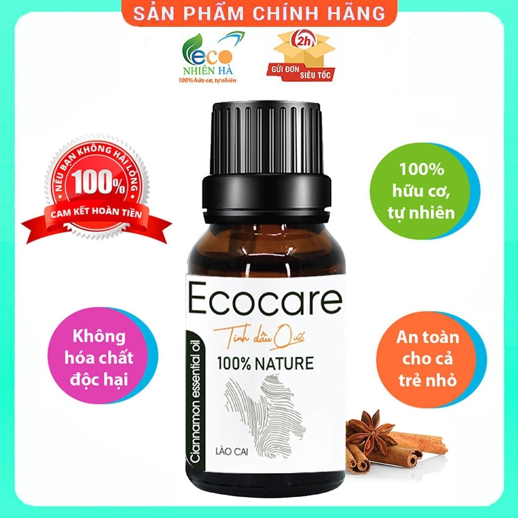 Tinh dầu ECOCARE 10ml, quế nguyên chất, tinh dầu thơm phòng khử mùi, đuổi côn trùng