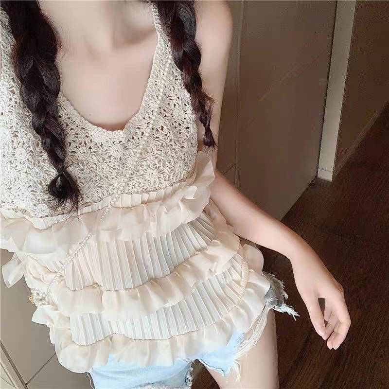 Áo hai dây dáng rộng nhún bèo thời trang mùa hè  dành cho nữ