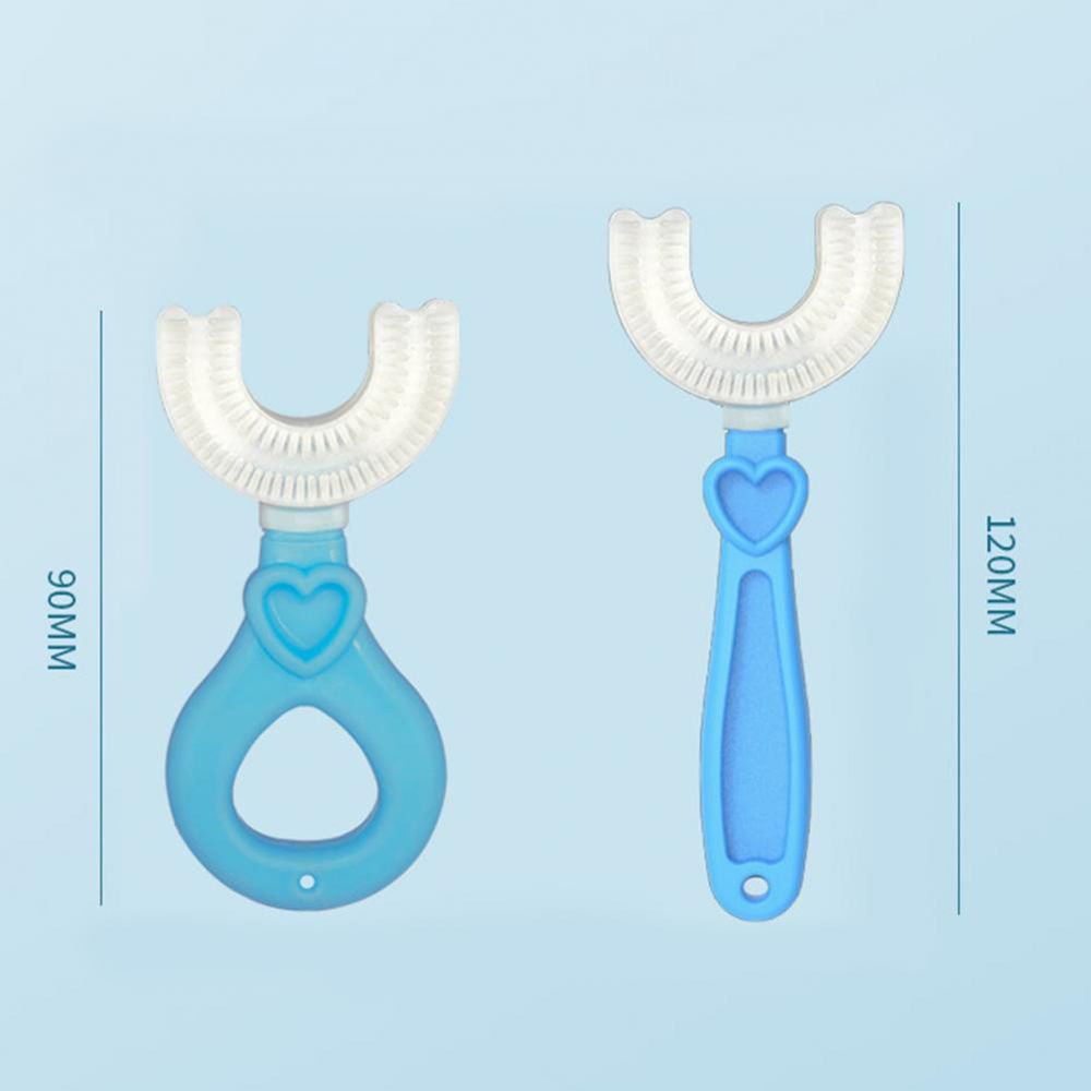 Bàn chải đánh răng bằng silicon PP mềm hình chữ U xoay 360 độ cho bé từ 2-12 tuổi