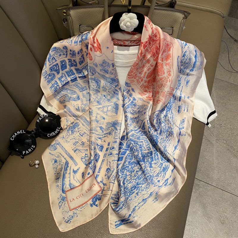 Khăn Choàng Lụa Lụa Hình Vuông Kích Thước Lớn 90cm Thời Trang Xuân Thu Cho Nữ