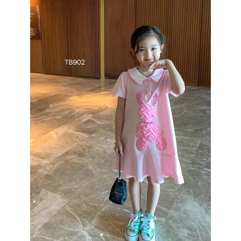 Đầm xinh cho bé/Đầm đuôi cá cổ sơ mi cách điệu/đầm xinh vải thun cá sấu cho bé 10-32kg