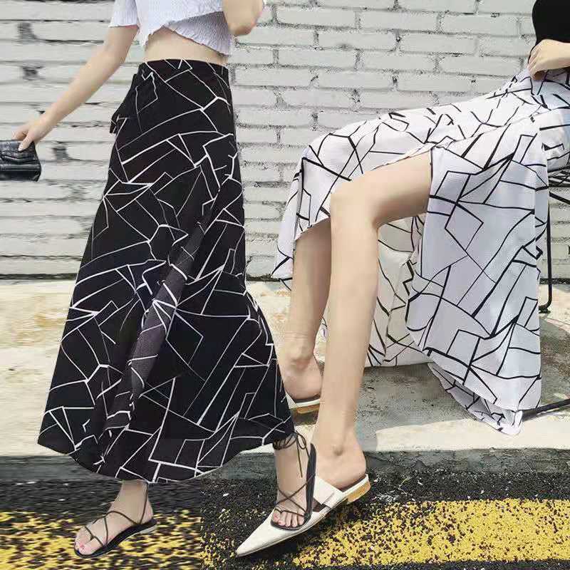 Chân váy chiffon dáng dài xẻ tà thời trang đi biển dành cho nữ