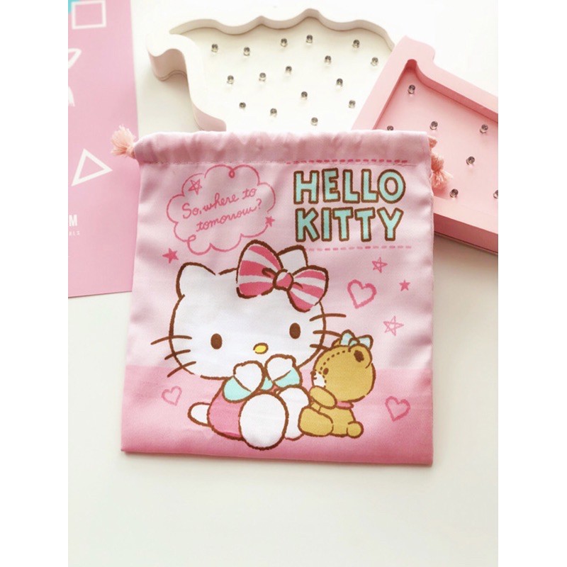 Túi rút vải dệt kim Hello Kitty