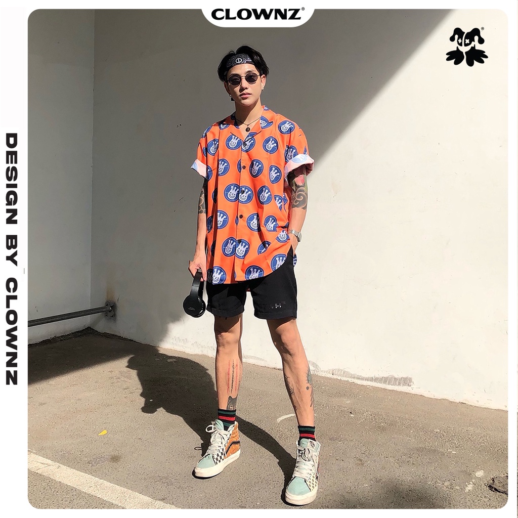Áo sơ mi local brand Clownz Headshot Short tay lỡ unisex, form rộng nhiều màu  (xanh dương/xanh lá/vàng) | BigBuy360 - bigbuy360.vn