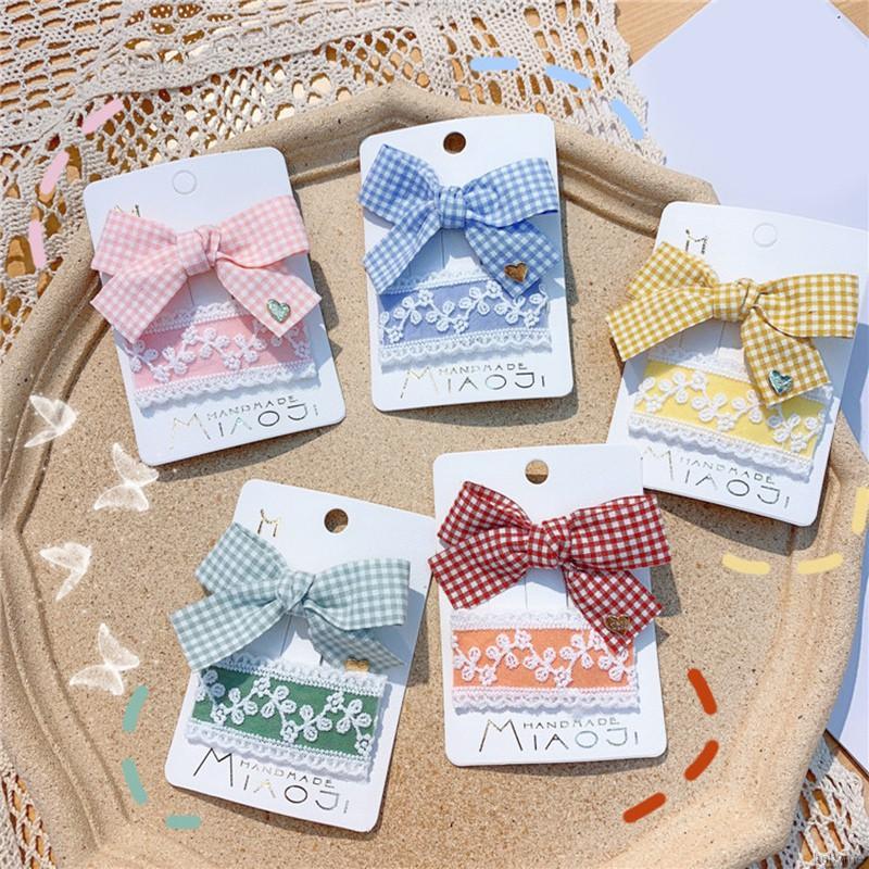 Kẹp Tóc Nơ Xinh Xắn Cho Bé Gái Vải Caro