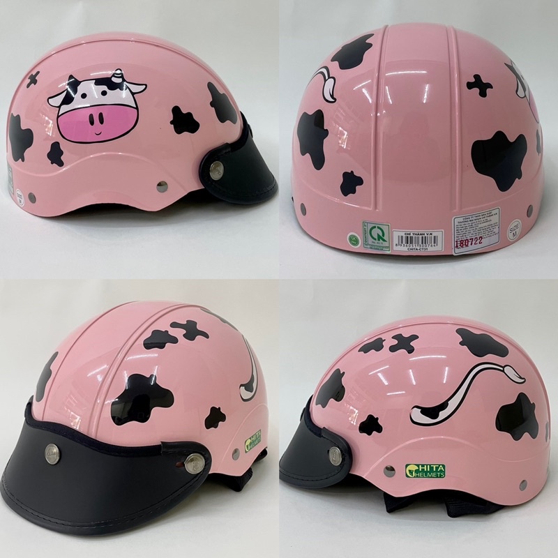Mũ Bảo Hiểm 1/2 Đầu CHITA HELMETS CT31 Tem Bò Sữa