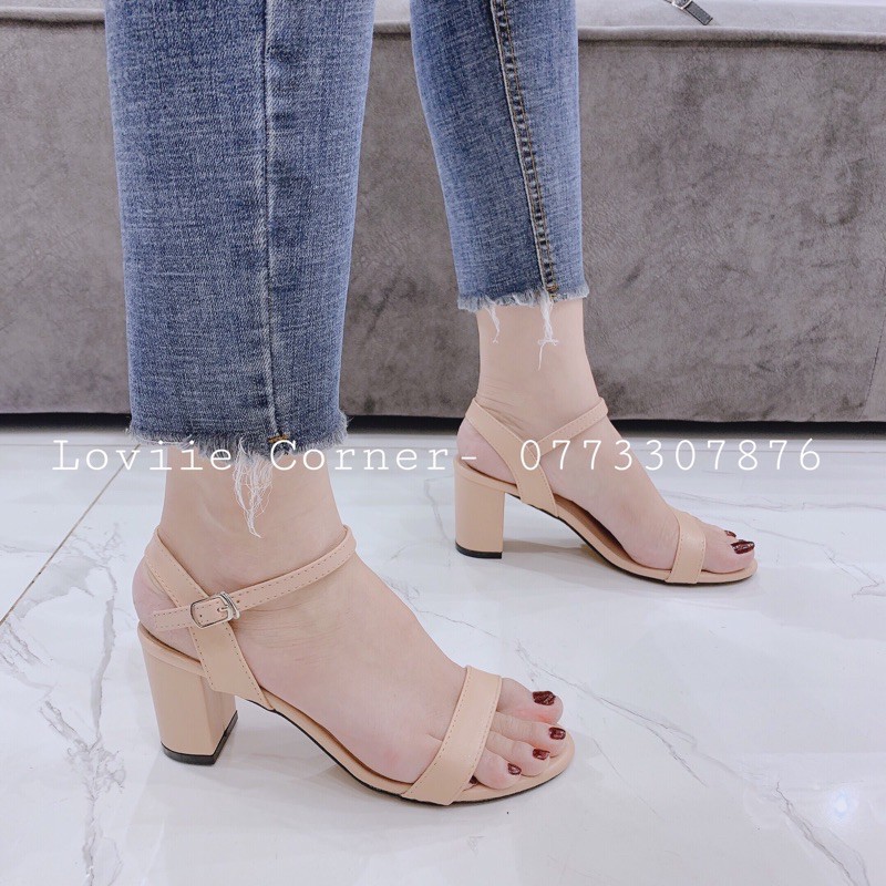 SANDAL CAO GÓT LOVIIECORNER - SANDAL GÓT VUÔNG QUAI MẢNH 5CM - GIÀY CAO GÓT ĐẾ VUÔNG 5 PHÂN G210424