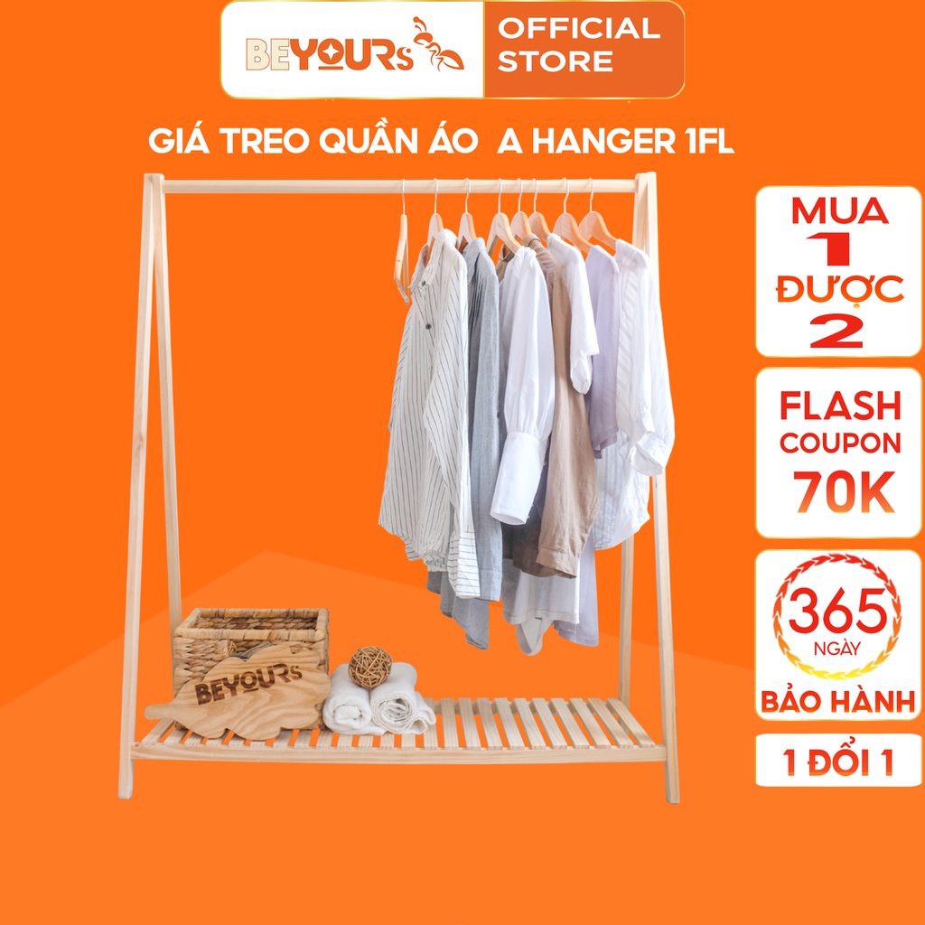 [Mã LIFEBKJAN100 giảm 10% tối đa 100K] Giá Treo Quần Áo Đồ BEYOURs Kệ Gỗ A-Hanger 1FL Đa Năng Nội Thất Phòng Ngủ Lắp Ráp