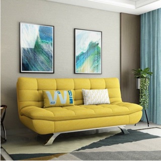 Sofa giường bọc vải màu vàng