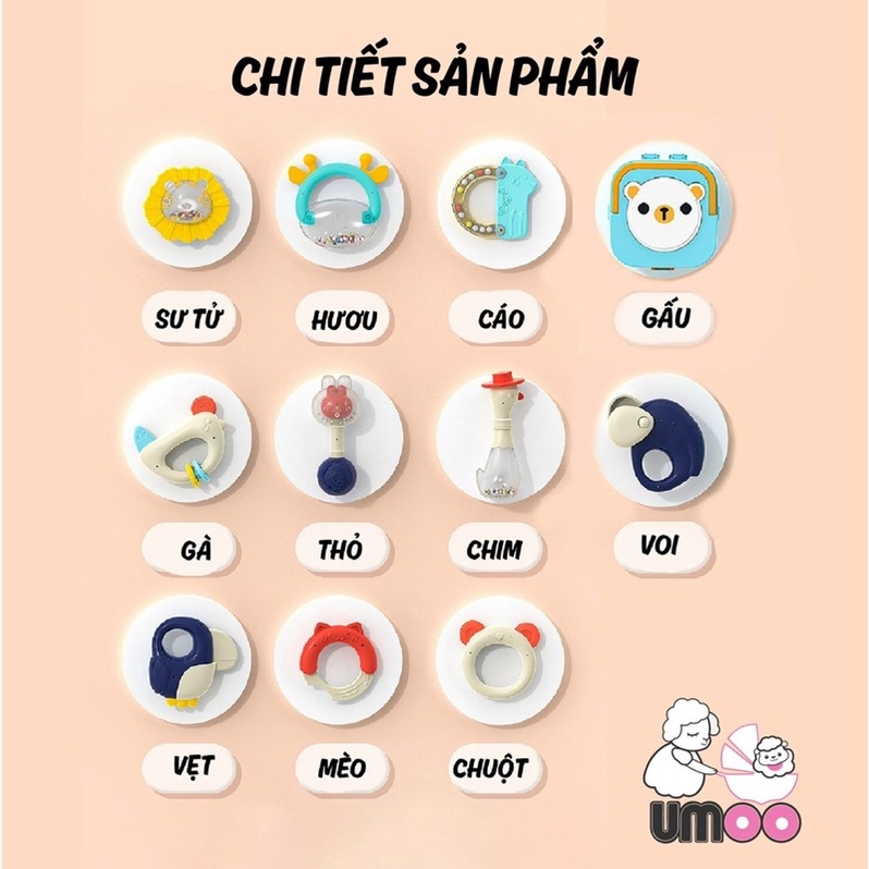 Hộp xúc xắc đèn nhạc umoo um-10100 chính hãng an toàn cho bé