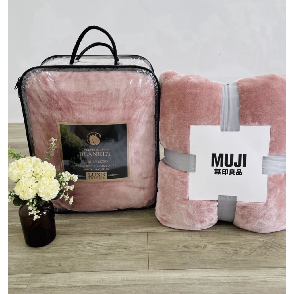 Chăn lông tuyết Muji siêu mềm mịn, chăn lông tuyết cao cấp