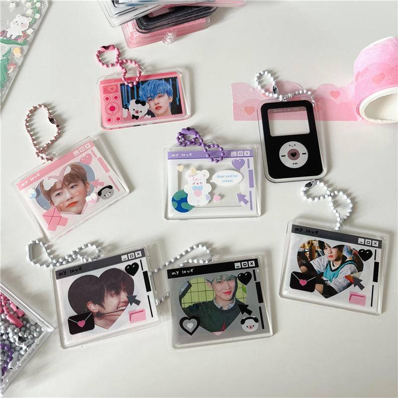 Móc Khóa Hình Thần Tượng Hàn Quốc Mini Bằng Acrylic Trong Suốt DIY