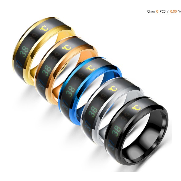 Nhẫn đo nhiệt độ chất liệu thép titanium,có nhiều màu ,nhiều size