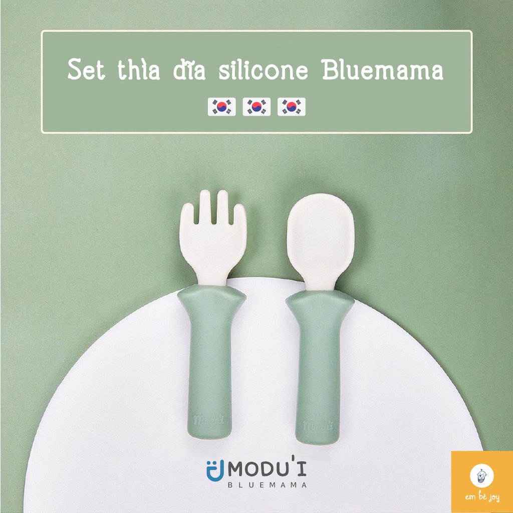 🇰🇷🇰🇷[CHÍNH HÃNG] SET THÌA DĨA CHO BÉ BLUEMAMA MODUI HÀN QUỐC