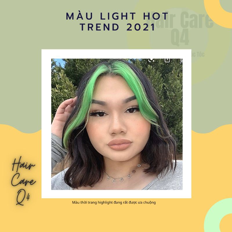 Thuốc nhuộm tóc HIGHLIGH HOT TREND 2021 màu xanh lá dạ quang - Hair CAre Q4