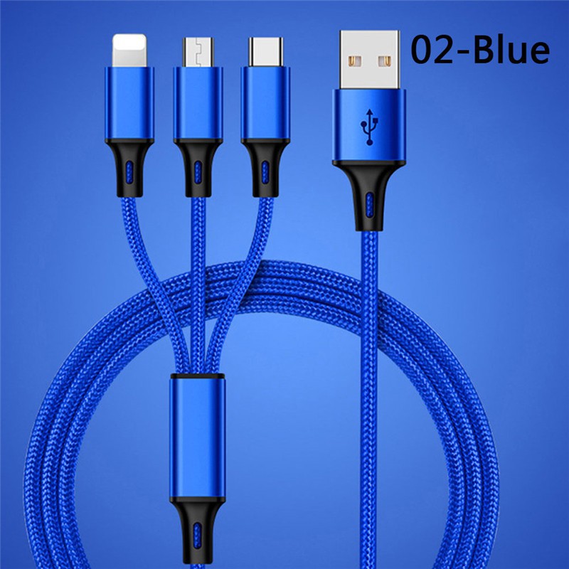 Dây cáp sạc đa năng 3 trong 1 cổng micro USB type-c Lightning cao cấp