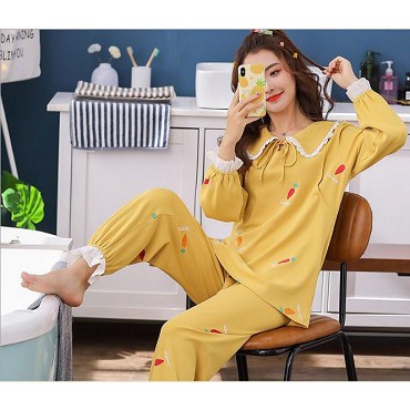 Bộ Đồ Bầu Và Sau Sinh Dài Tay Azuno AZ30 Mặc Nhà Thu Đông Chất Cotton Mềm Mại Có Thiết Kế Cho Con Bú