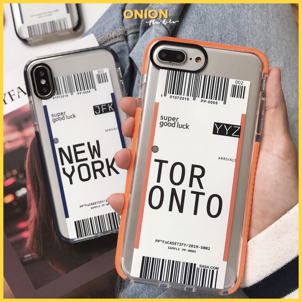 Ốp Onion vé máy bay Newyork Tokyo Paris Toronto dành cho iPhone 6 6plus 7 7plus 7 7plus x xs xsmax xr 11 11pro 11promax