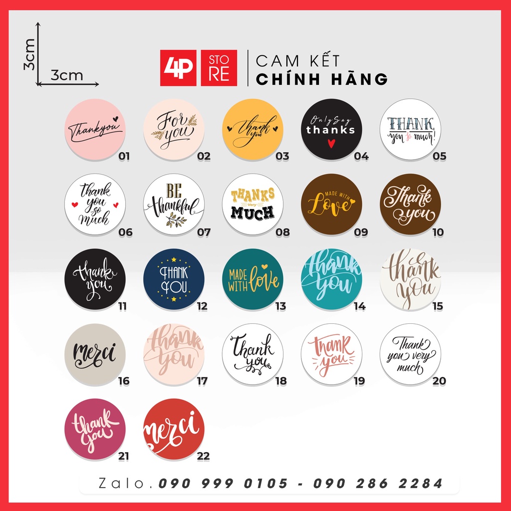 50 CÁI DECAL THANK YOU 3CM  - PHONG CÁCH TỐI GIẢN - HỎA TỐC
