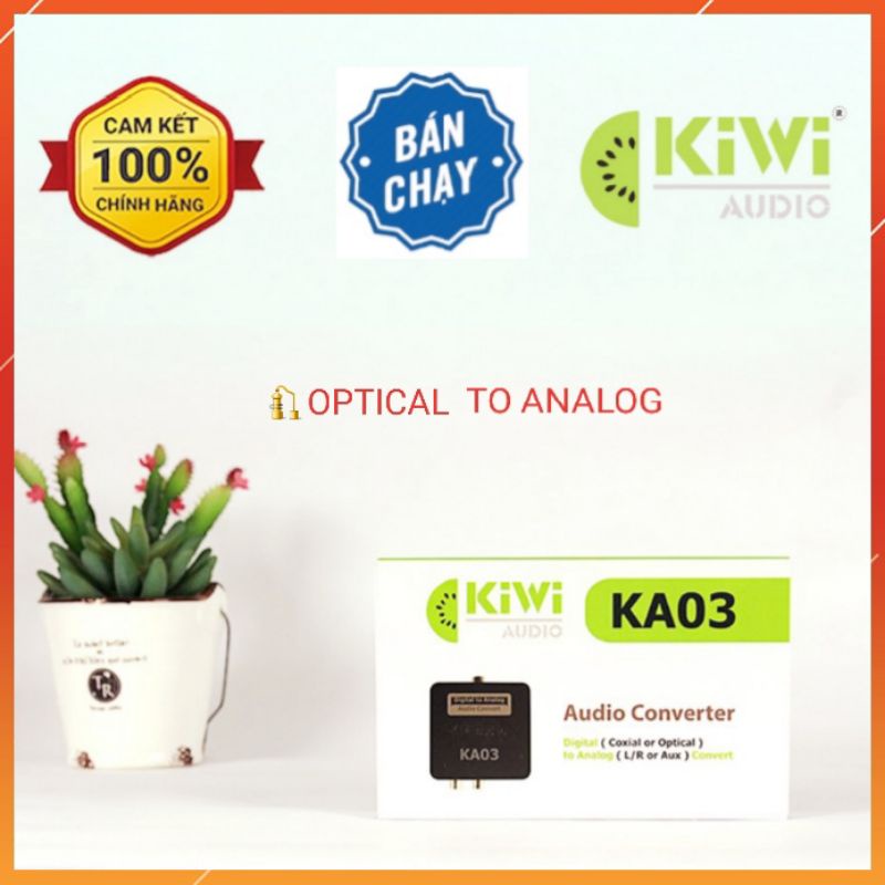 Bộ chuyển đổi Âm thanh Quang (Optical) sang Analog, KIWI KA-03 có cổng 3.5Ly và Adapter 5V