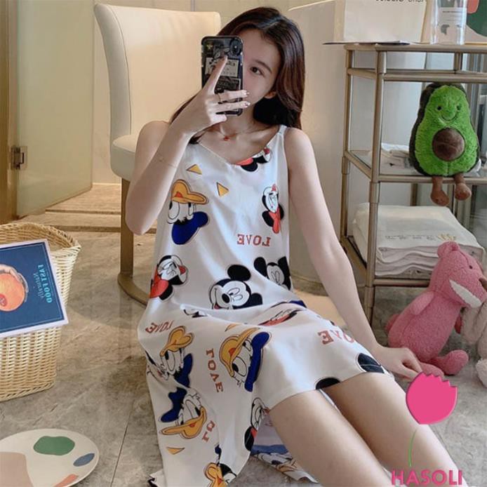 Váy Ngủ Nữ 2 Dây Hình Mickey Siêu Xinh Xắn - Đồ Ngủ Mặc Nhà Có Miếng Đệm Mềm Mịn Siêu Mát DB14 sexy *