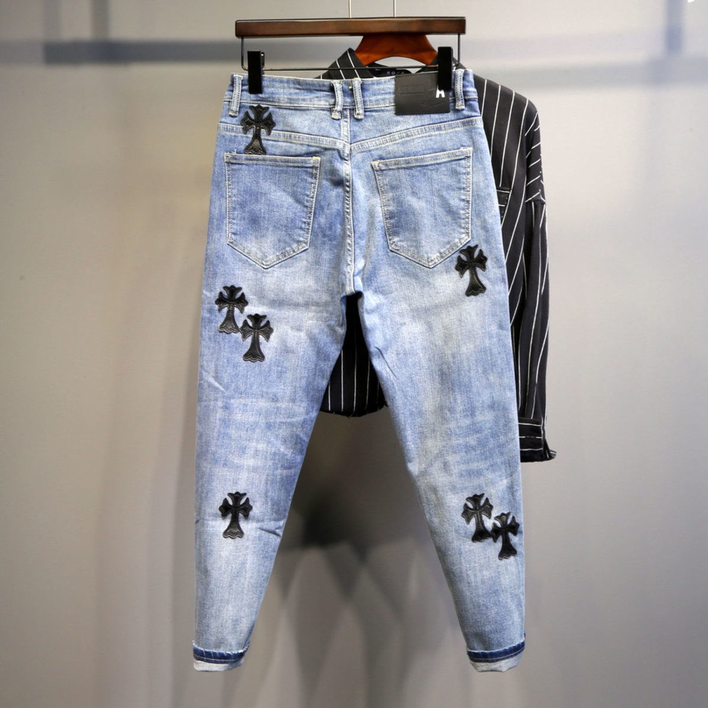 Quần Jeans Thêu Họa Tiết Thời Trang Cá Tính Cho Nam