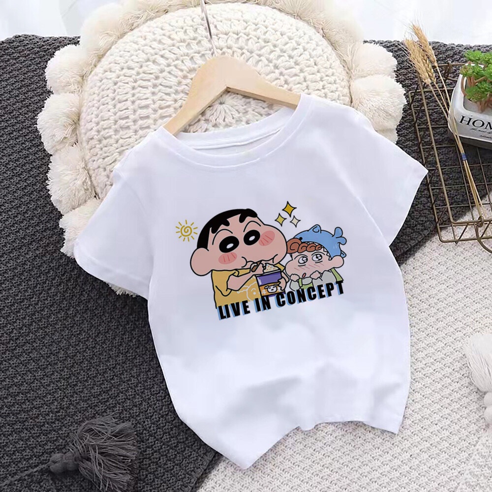 Áo Thun Tay Ngắn In Hình shin Cậu Bé Bút Chì Dễ Thương Cho Bé Trai & Gái