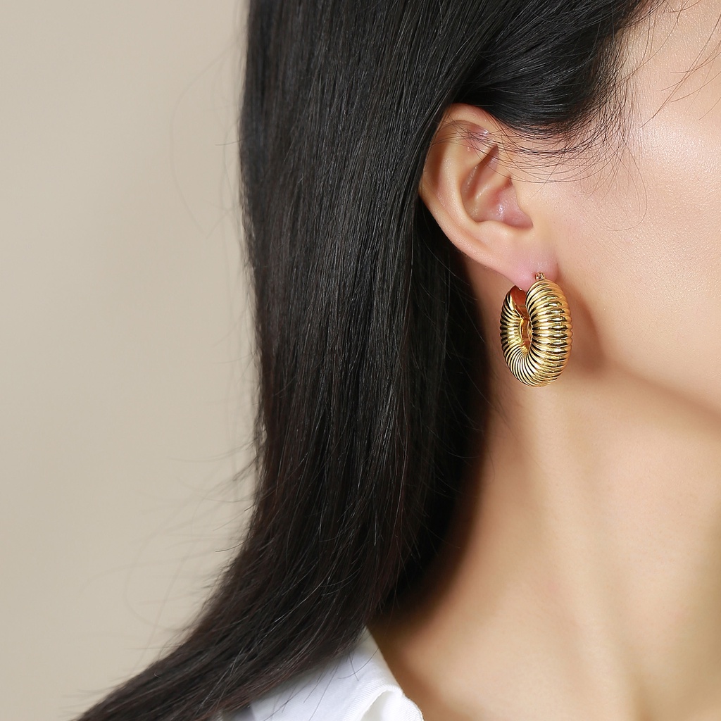Vnox Khuyên Tai Vòng Tròn Lớn Màu Vàng Kim