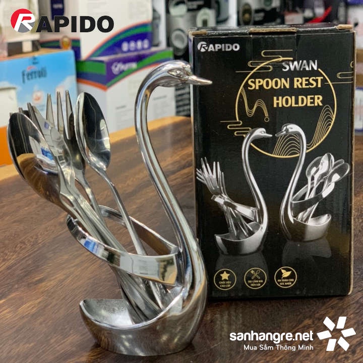 Bộ 3 thìa, 3 dĩa và giỏ  thiên nga Inox 304 Swan Rapido