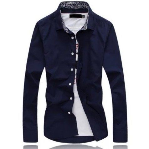 [SALE OFF] BST Sơ mi nam dài tay cổ hoa dáng ôm màu xanh đen | BigBuy360 - bigbuy360.vn