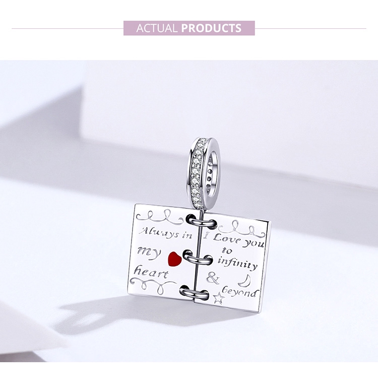 Hạt Charm Bamoer SCC1262 Bằng Bạc 925 Thật Hình Cuốn Sách Đang Mở Độc Đáo Dùng Để Tự Làm Trang Sức Vòng Tay Thời Trang