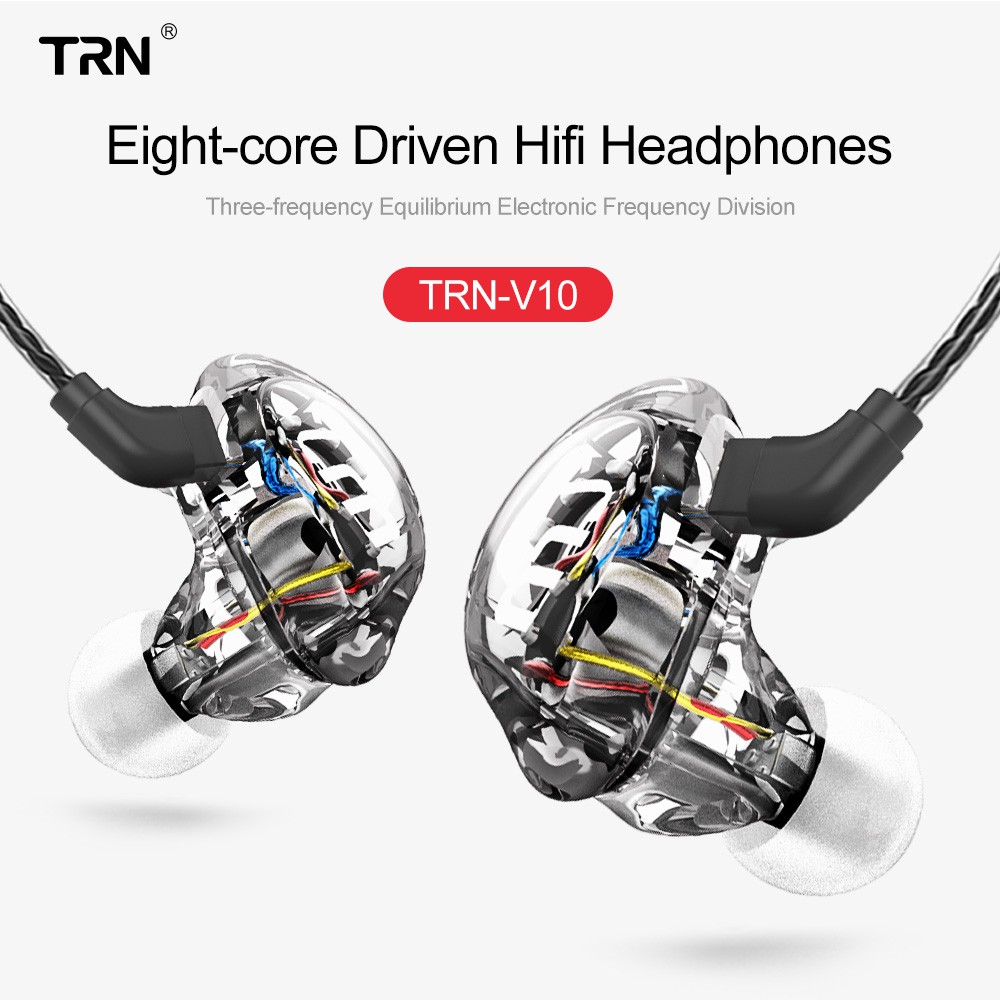 Tai nghe nhét tai TRN V10 2DD 2BA HIFI DJ thể thao có micro V90 V20 V80 V30 AS10 T2