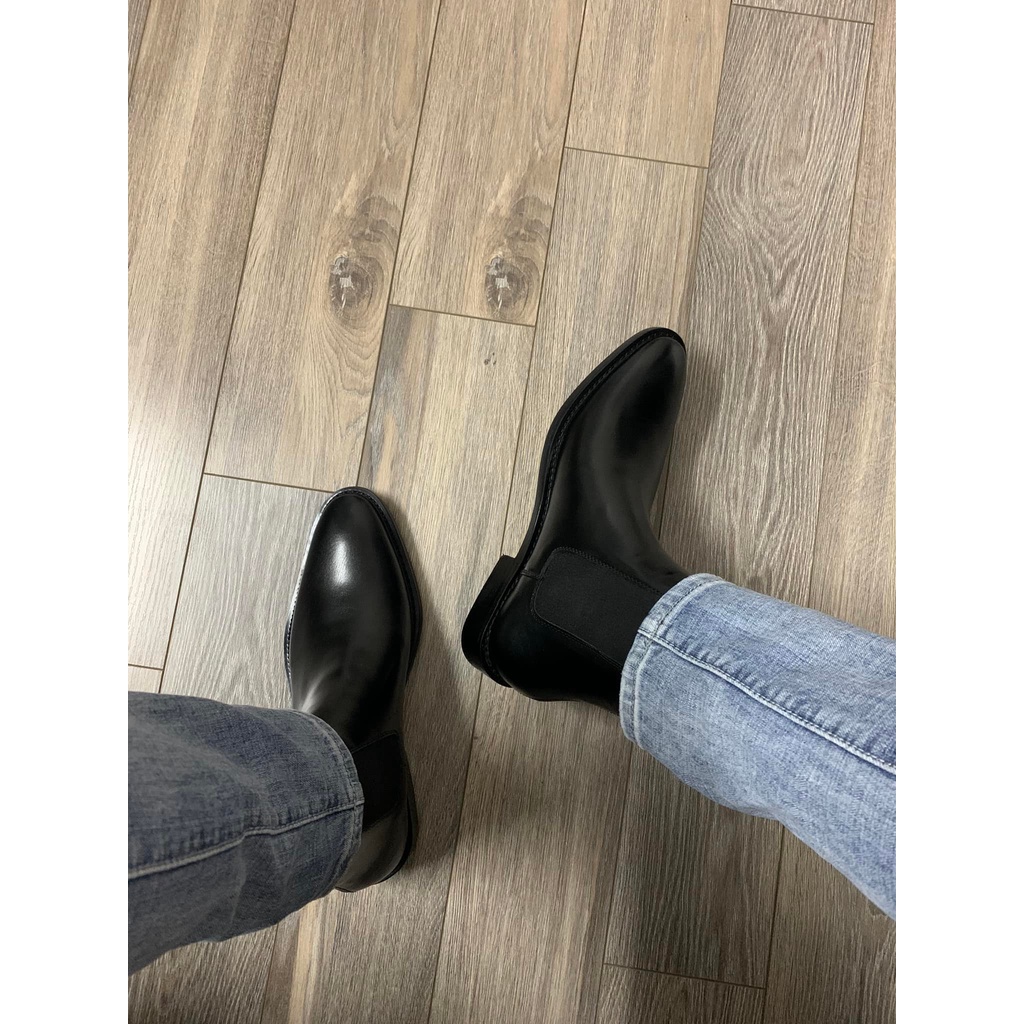 [ Brand ] Giày Chelsea Boots Đế Gỗ, da bò nguyên tấm