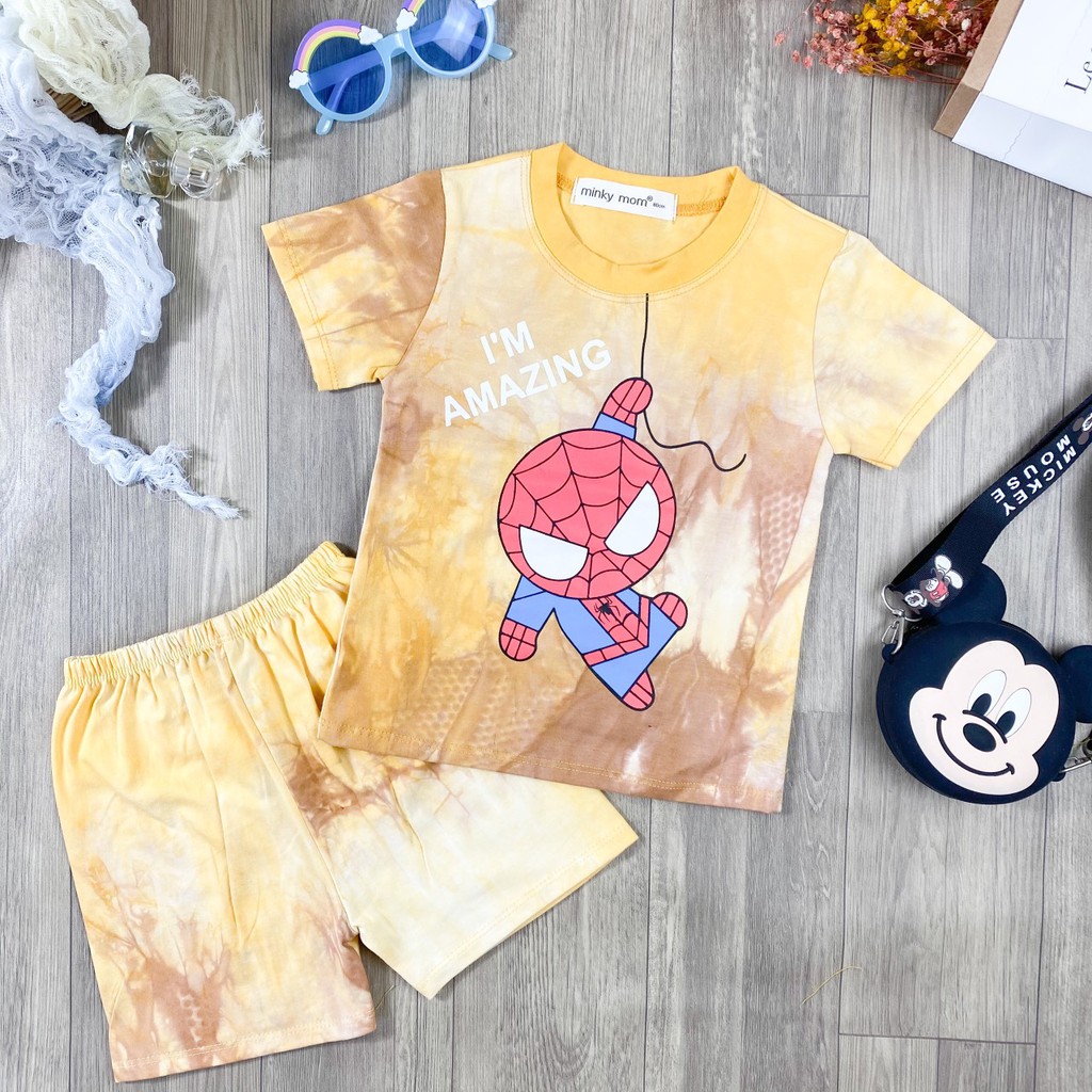 [SALE] Bộ Cộc Tay Cho Bé Trai, Bé Gái Minky Mom Vải Cotton 100% Tie Dye Sành Điệu, Bộ Quần Áo Cho Bé Mặc Nhà MKM2145