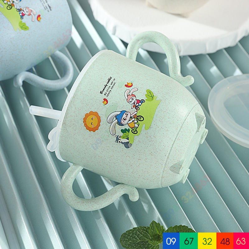 Cốc uống nước lúa mạch KÈM ỐNG HÚT cho bé