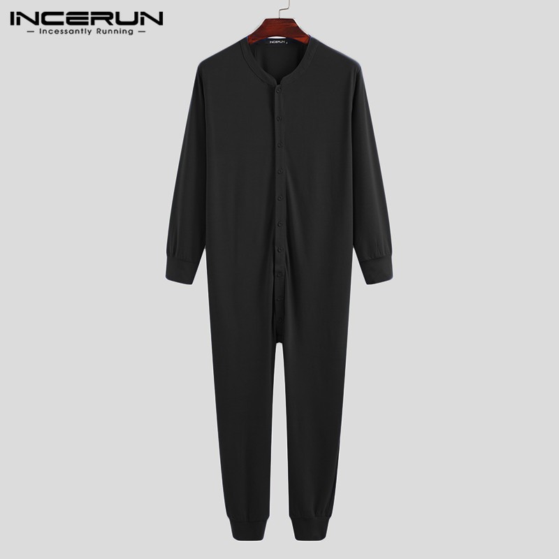 Bộ Áo Liền Quần Incerun Dài Tay Màu Trơn Cho Nam