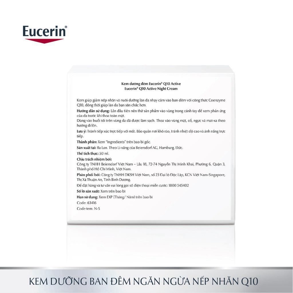 Kem dưỡng Eucerin Q10 ngăn ngừa lão hóa ban đêm 50ml - 63416 [HÀNG TỐT}