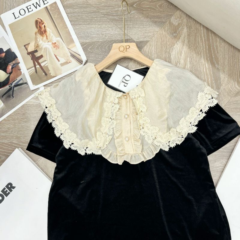 Áo nhung cổ tơ bèo chuẩn QP
