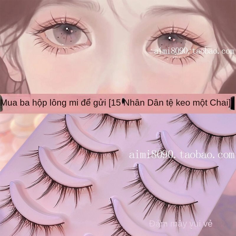 Lông Mi Giả 3D Bằng Lông Chồn Nhân Tạo Màu Đen Tự Nhiên Xinh Xắn