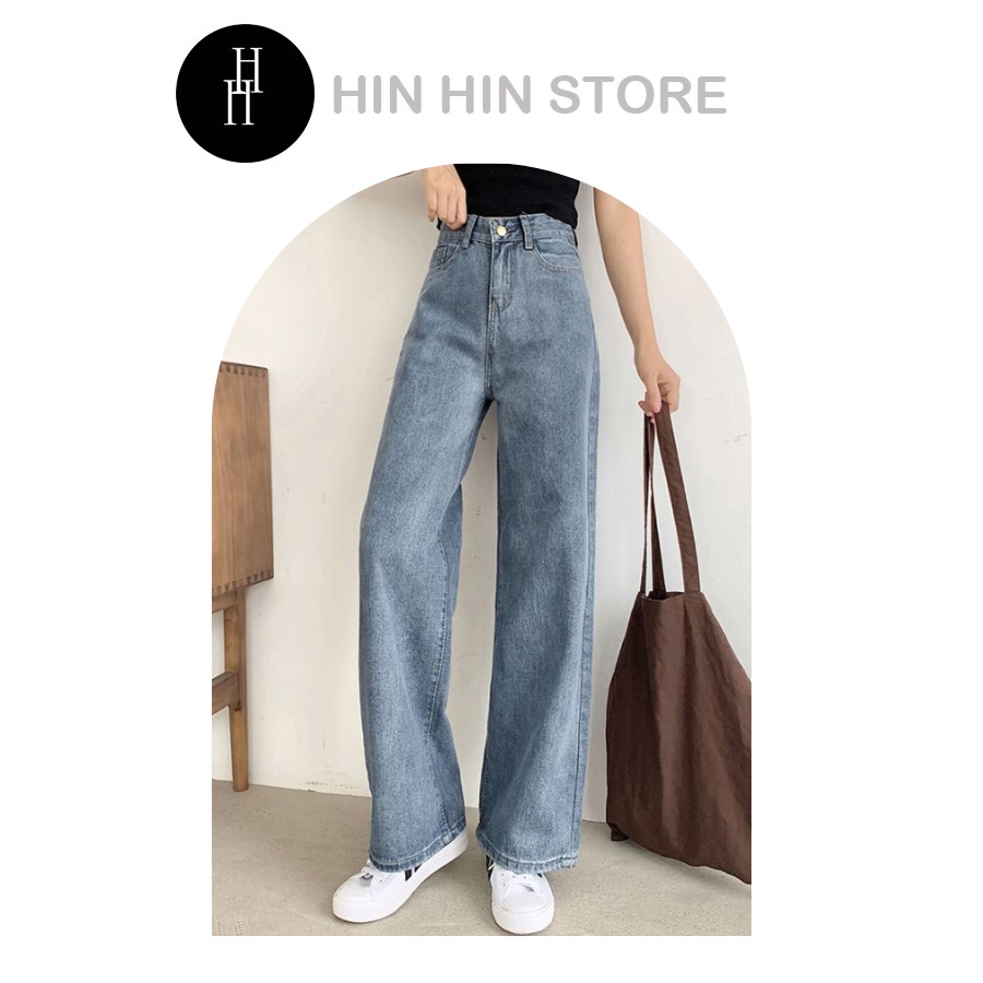 Quần jean ống rộng lưng cao HQD08 - Hỉn Hỉn Store