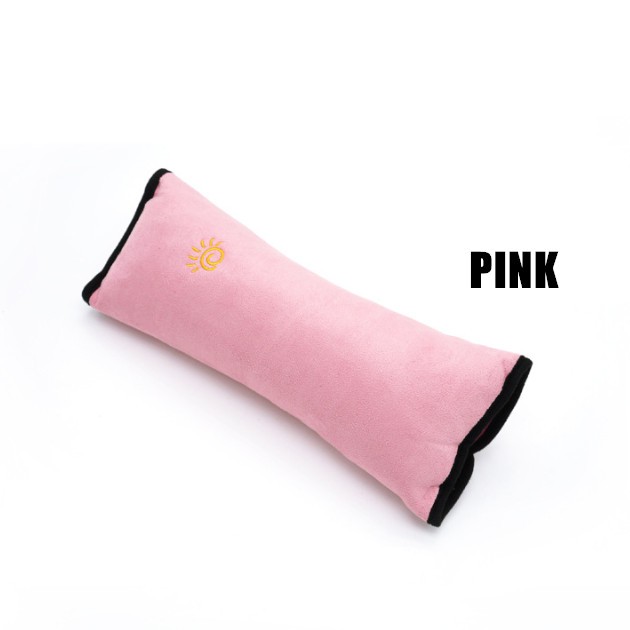 Gối tựa đầu bằng da lộn và vải nhung lông ngắn gắn dây đai an toàn trên ghế xe hơi cho trẻ em