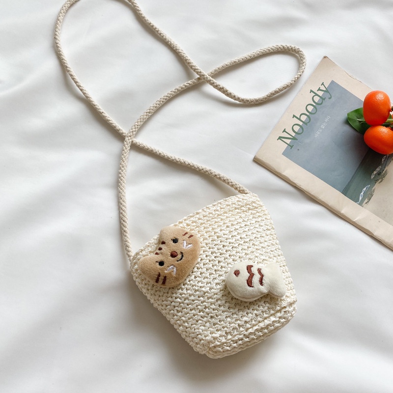 Túi Cói Đeo Chéo Họa Tiết Hoa Thời Trang Cho Bé Gái