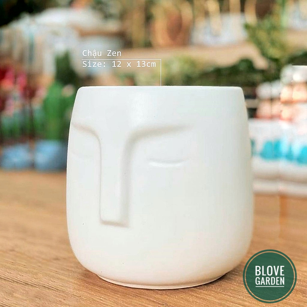 Gốm sứ bát tràng cao cấp,Chậu sứ hình mặt người, decor nội thất văn phòng đẹp, phù hợp trồng cây để bà cây cảnh mini