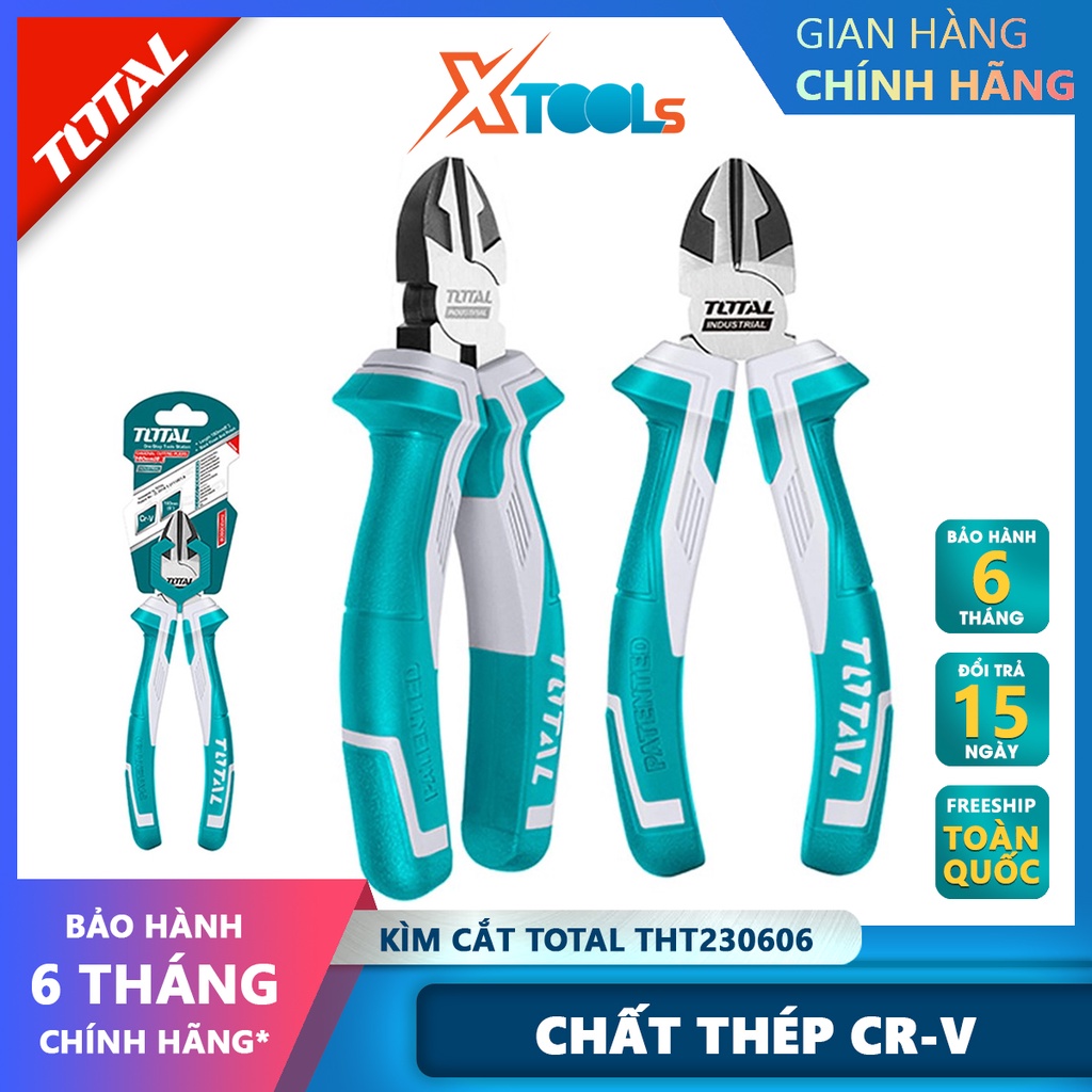 Kìm cắt dây điện TOTAL THT230606 Kìm tuốt dây điện Kích cỡ 6&quot;/160mm thép CR-V, tay cầm cách điện,bọc cao su chống trơn b