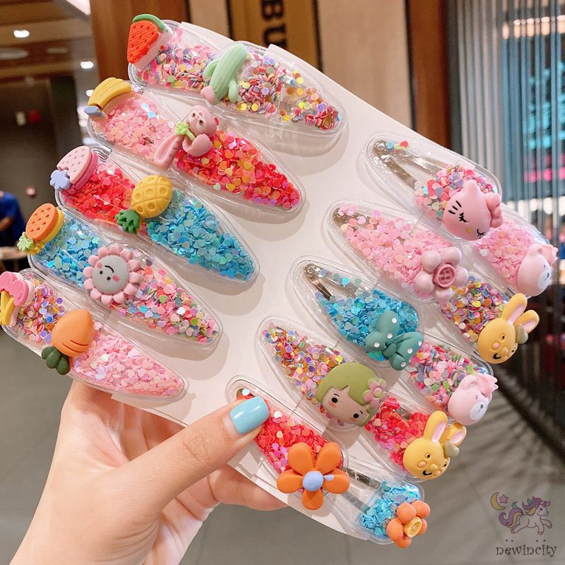 Set 10 Kẹp Tóc Hoạ Tiết Hoạt Hình Đáng Yêu Phong Cách Hàn Quốc