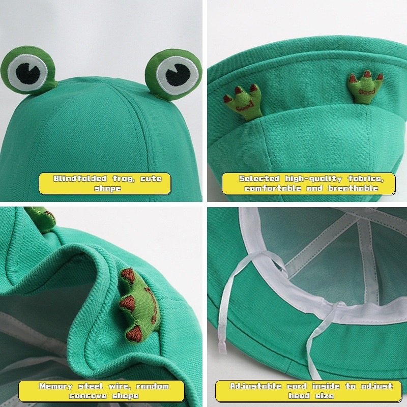 Mũ cho bé trai bé gái vành tròn hình chú ếch dễ thương , phù hợp 6 tháng - 8 tuổi
