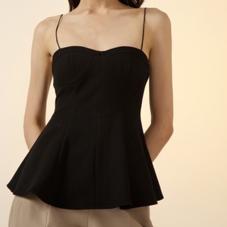 JUBIN STUDIO | Áo Corset Hai Dây Cổ Tim Có Xòe Màu Đen (Lainey Top)