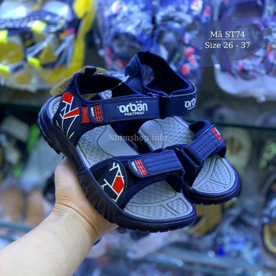 Giày sandal bé trai VNXK quai hậu dán thời trang nhẹ êm cho trẻ em 3 - 12 tuổi đi học đi biển ST74 chính hãng Urban