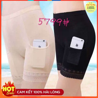 Quần đùi mặc trong váy cotton có túi