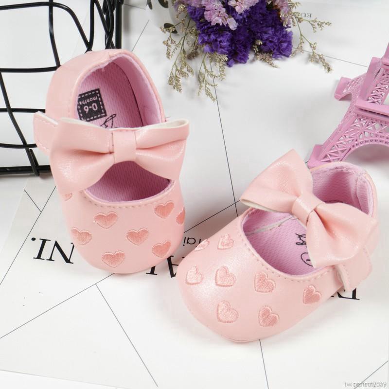 Giày nơ thêu trái tim kute cho bé gái đủ màu Baby Sheep-ảnh thật do shop tự chụp